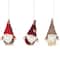 4" Red & Gray Skiing Gnome Christmas Ornament Set
